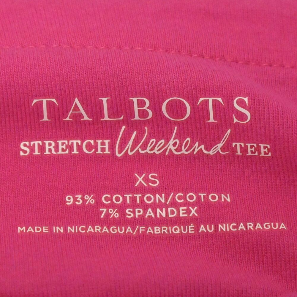 Talbots Womens XS Pink Short Sleeve Boat Neck Stretch‎ Weekend Tee - Picture 3 of 6